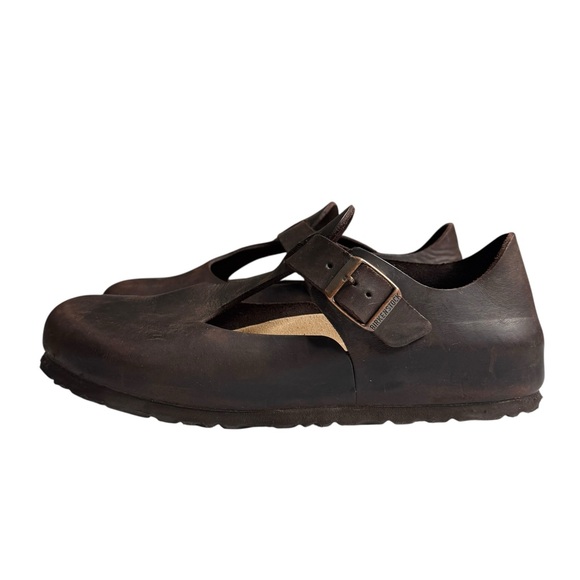 Birkenstock London Oiled Leather Flat Mary Jane Clogs Habana Brown Size 41 - Picture 10 of 11